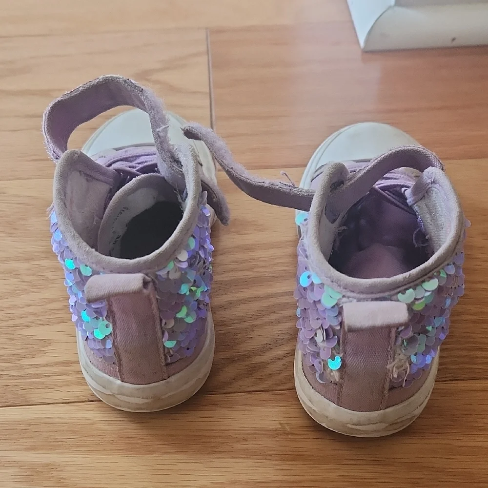 Toddler Lavender Sequin High Top Sneakers Size 7 - Picture 4 of 17